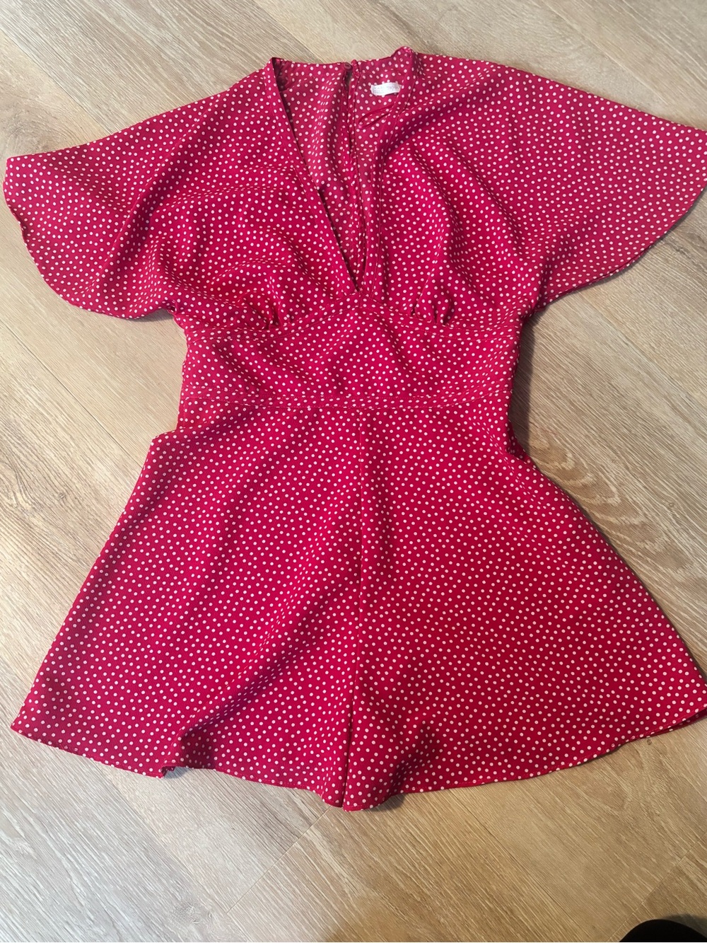 Zara Red/pink Polka Dot Short Sleeve Romper